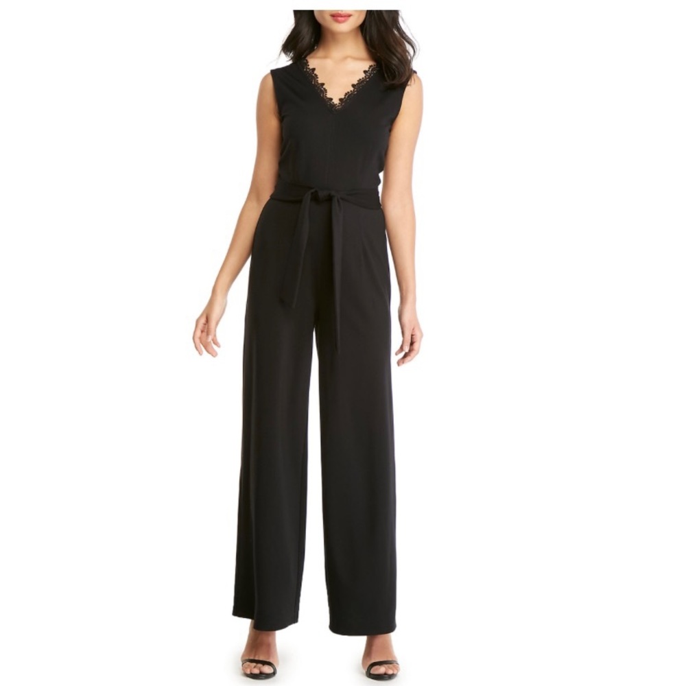 Brand new V-neck lace trim jumpsuit